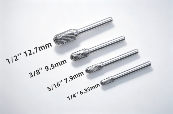 Guter Preis 9.5mm Dia kundenspezifische zylindrische Radius-Karbid-Burrs mit 6mm-Schale Standard-Doppelschnitt online